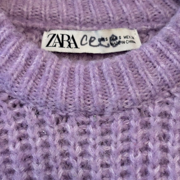 Zara Crew Neck Cropped Sweater - Lilac/Lavender Size S - Picture 8 of 9